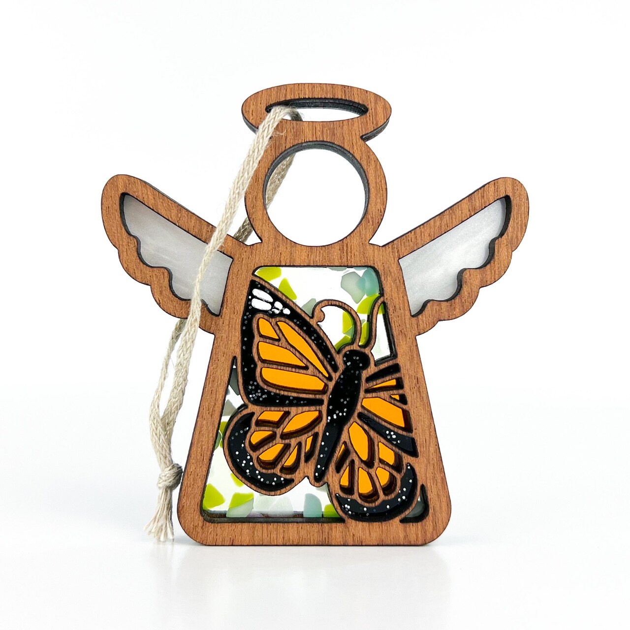 3.5" (H) Monarch Butterfly Ornament - Handcrafted in Texas - Mother's Angels® Christmas Angel Wings Figurine